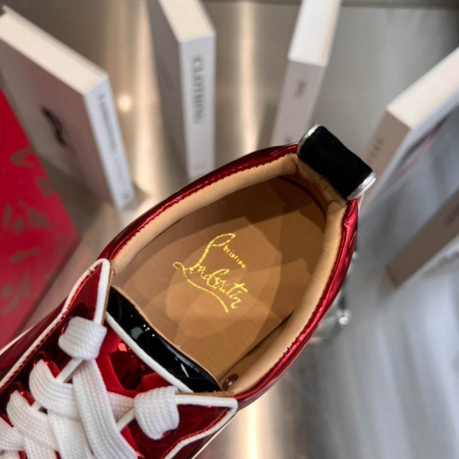 Christian Louboutin Fun Louis Junior Spikes Red Patent Leather Sneaker – CLS041