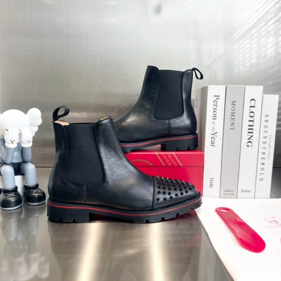 Christian Louboutin Black Leather Ankle Boots Sneaker – CLS057