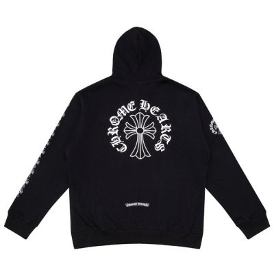 CHROME HEARTS BLACK WHITE ZIP UP HOODIE S-3