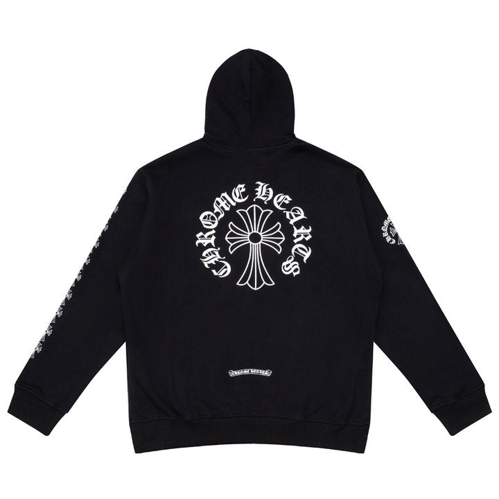 CHROME HEARTS BLACK WHITE ZIP UP HOODIE S-3
