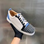 Christian Louboutin Louis Junior Spikes White Blue Sneaker – CLS042