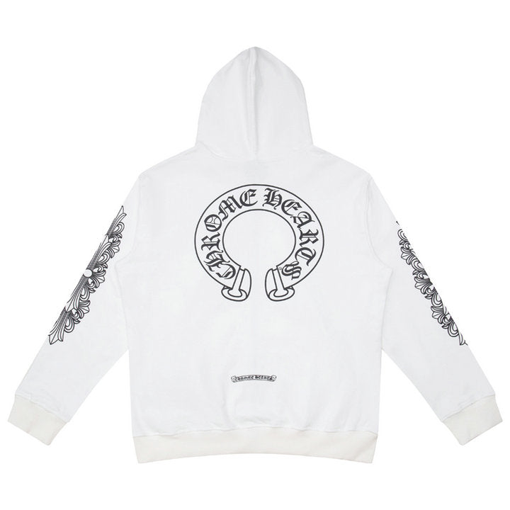 CHROME HEARTS BLACK WHITE ZIP UP HOODIE