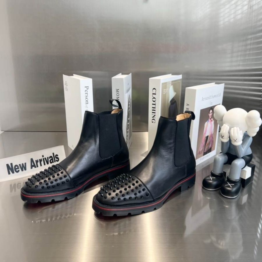 Christian Louboutin Black Leather Ankle Boots Sneaker – CLS057