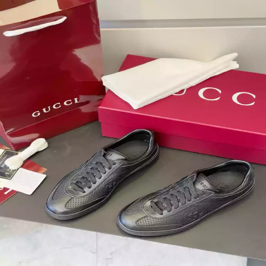 MEN’S G75 SNEAKER IN BLACK LEATHER – GCC259