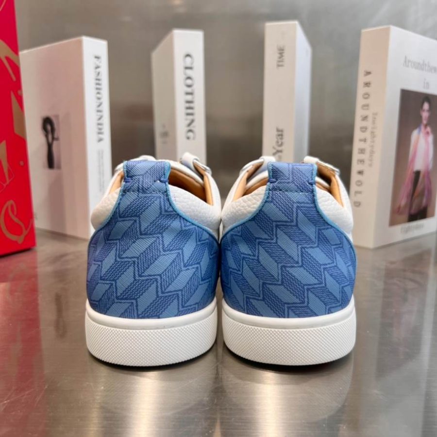 Christian Louboutin Louis Junior Spikes White Blue Sneaker – CLS042