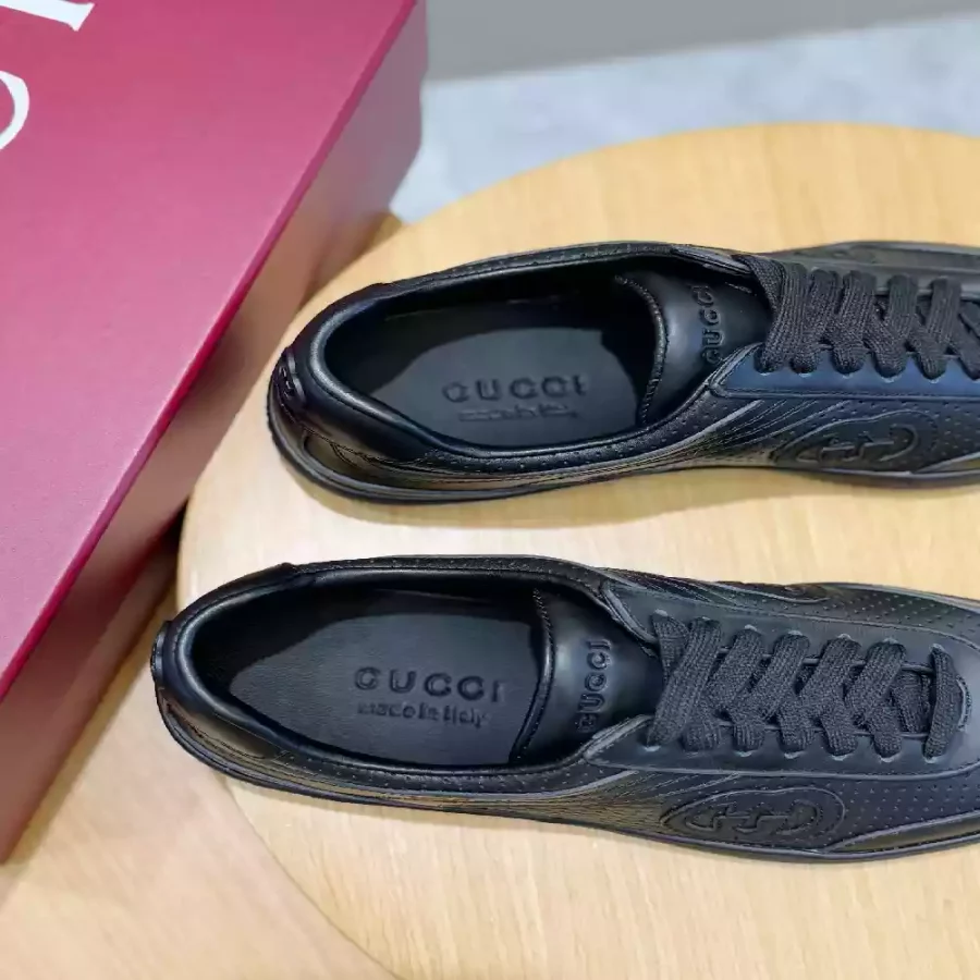 MEN’S G75 SNEAKER IN BLACK LEATHER – GCC259