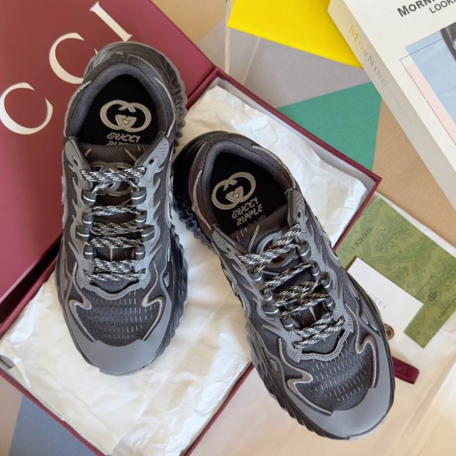 Gucci Ripple Splash Black Grey Fabric Sneakers – GCC201