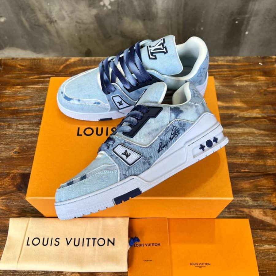 LV Trainers Bleached Monogram Blue Sneaker – LVS203