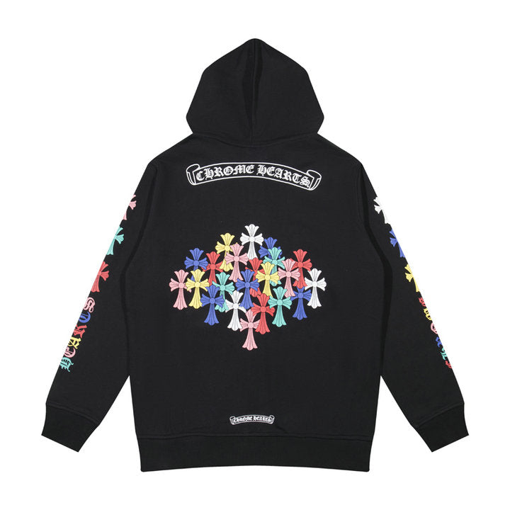 CHROME HEARTS BLACK WHITE ZIP UP HOODIE S-2