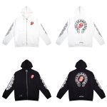 CHROME HEARTS BLACK WHITE ZIP UP HOODIE A-1