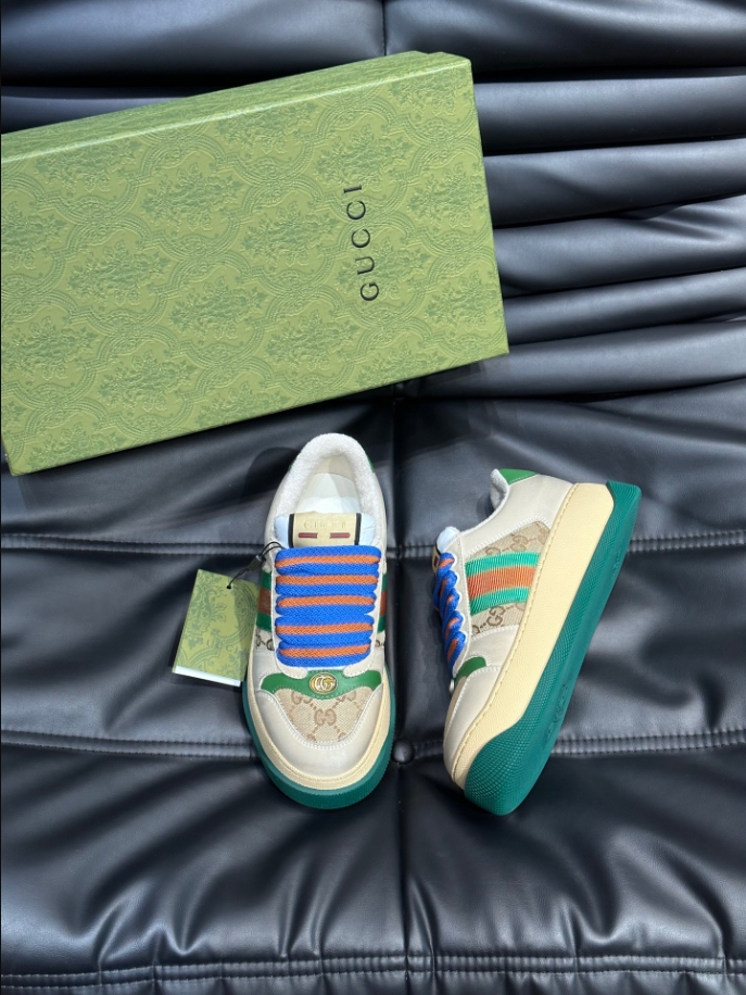 Gucci Screener Trainer With Web Beige Green Sneaker – GCC177