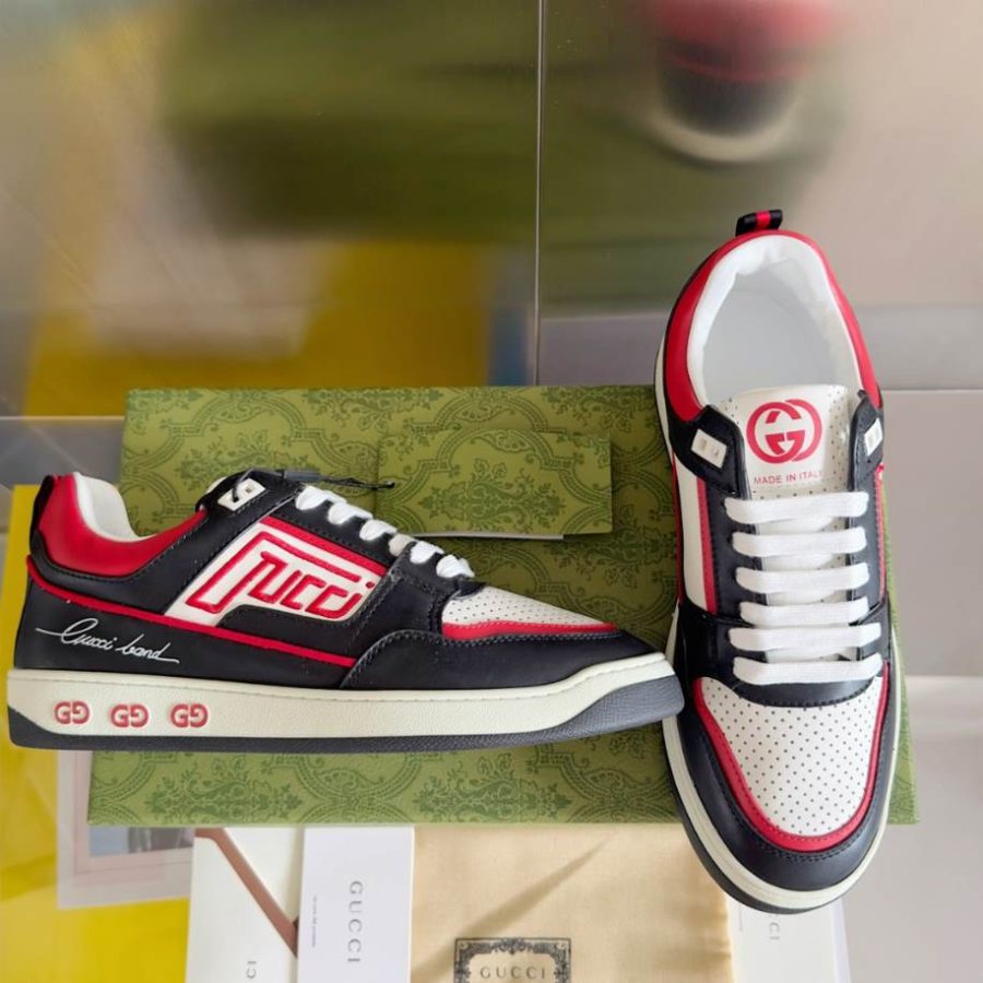 Gucci Unisex Black Red White Sneakers – GCC217