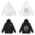 CHROME HEARTS BLACK WHITE ZIP UP HOODIE A-2
