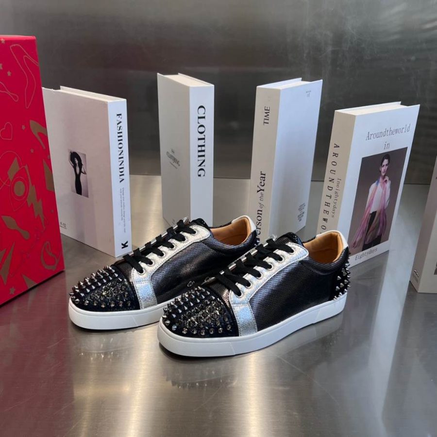Christian Louboutin Low Top Black Silver Sneaker – CLS049
