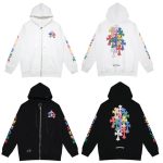 CHROME HEARTS BLACK WHITE ZIP UP HOODIE S-1