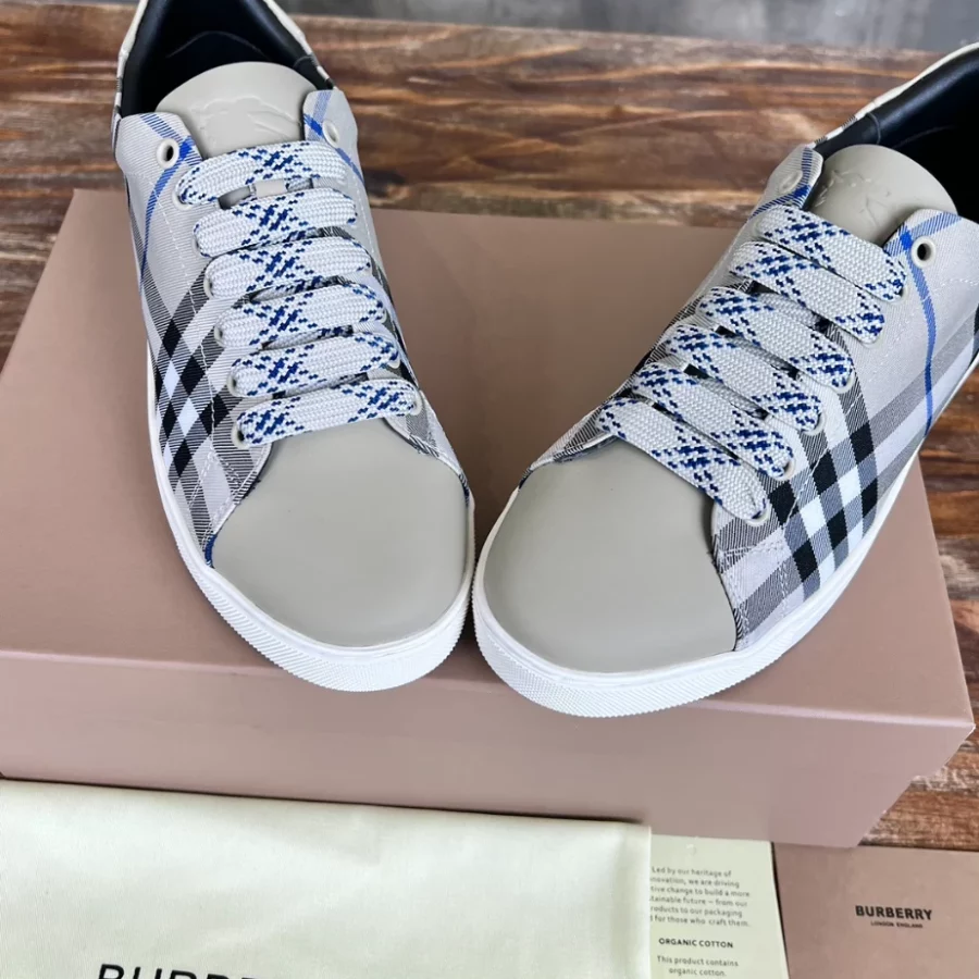 BURBERRY CHECK AND LEATHER SNEAKERS – BBR072