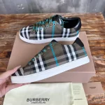 BURBERRY CHECK AND LEATHER SNEAKERS – BBR074