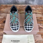 BURBERRY CHECK AND LEATHER SNEAKERS – BBR074