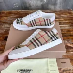BURBERRY CHECK AND LEATHER SNEAKERS – BBR075