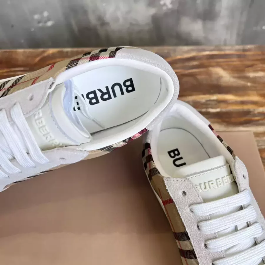 BURBERRY CHECK AND LEATHER SNEAKERS – BBR075