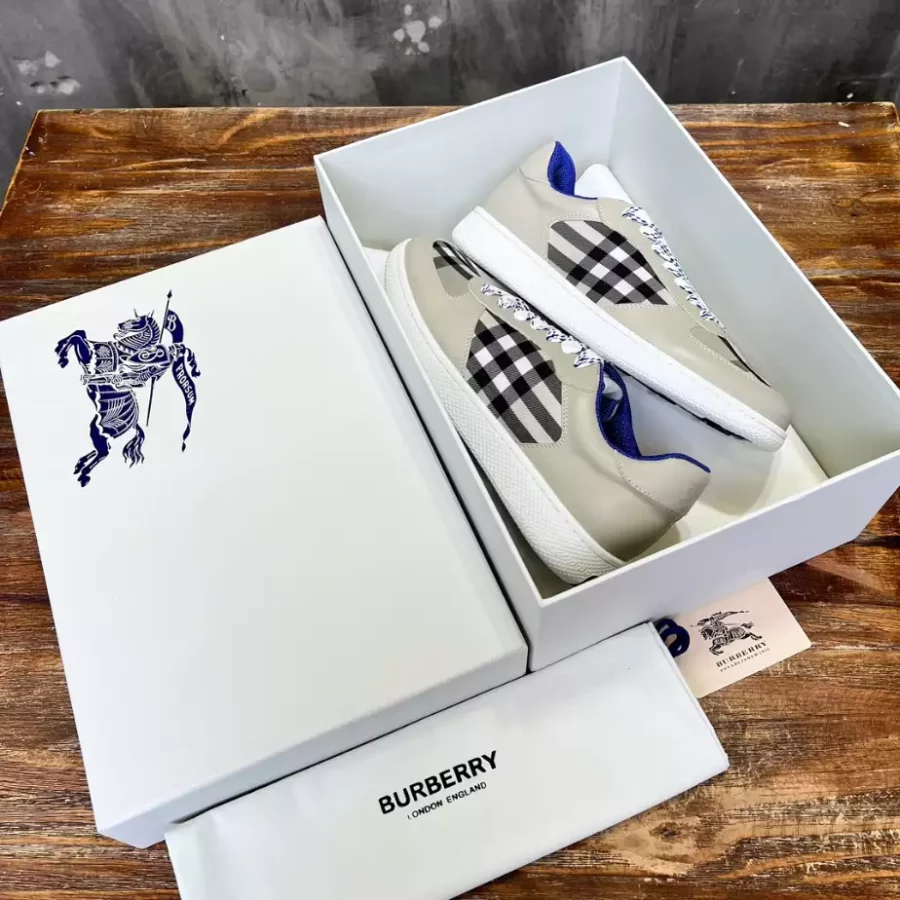 BURBERRY LEATHER AND CHECK TERRACE SNEAKERS – BBR081