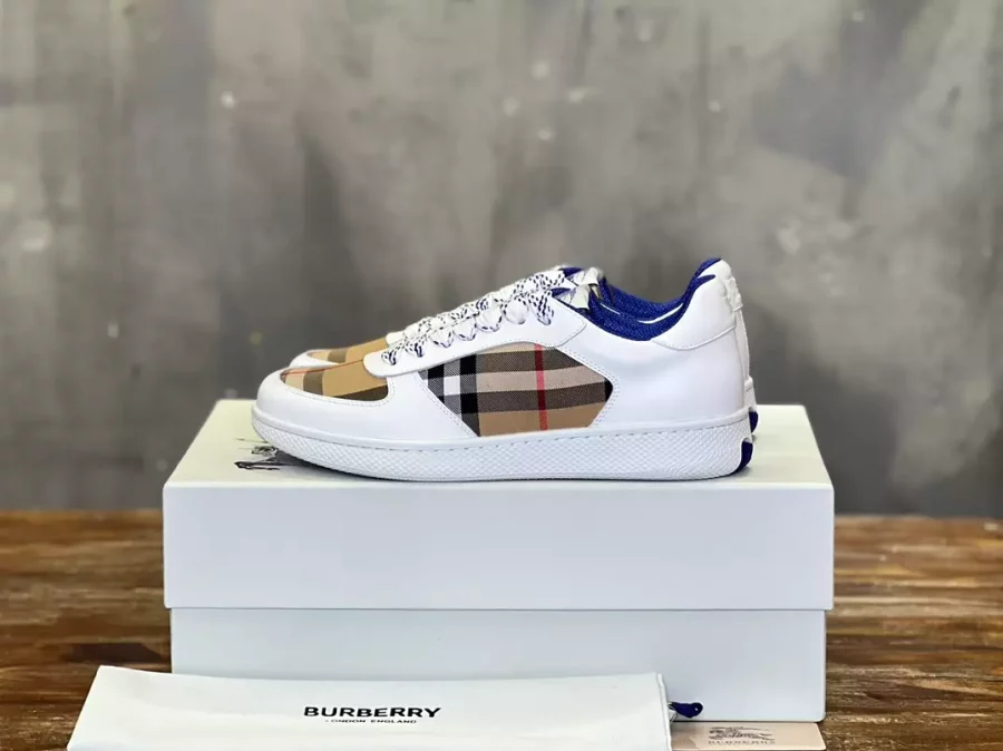 BURBERRY LEATHER AND CHECK TERRACE SNEAKERS – BBR083