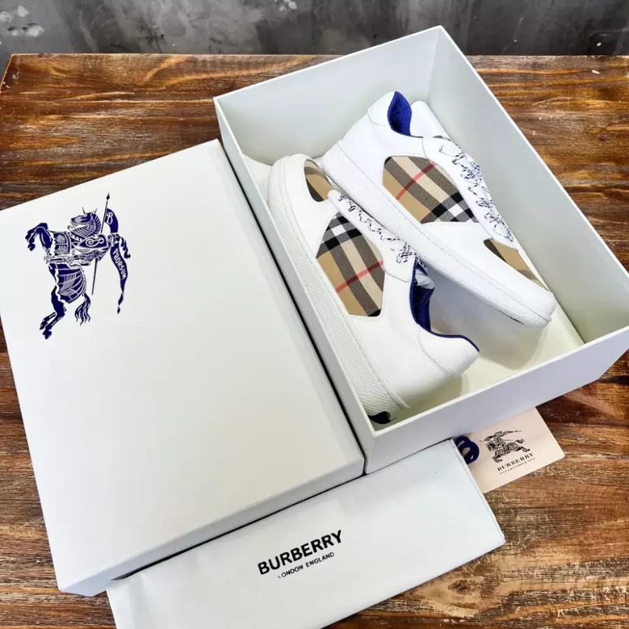 BURBERRY LEATHER AND CHECK TERRACE SNEAKERS – BBR083