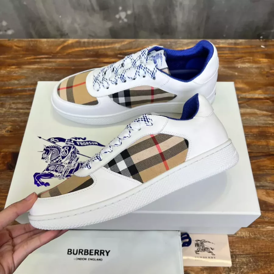 BURBERRY LEATHER AND CHECK TERRACE SNEAKERS – BBR083