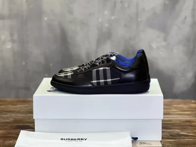 BURBERRY LEATHER AND CHECK TERRACE SNEAKERS – BBR084