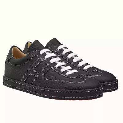 Hermes Boomerang Sneakers In Black Epsom Leather – HM056
