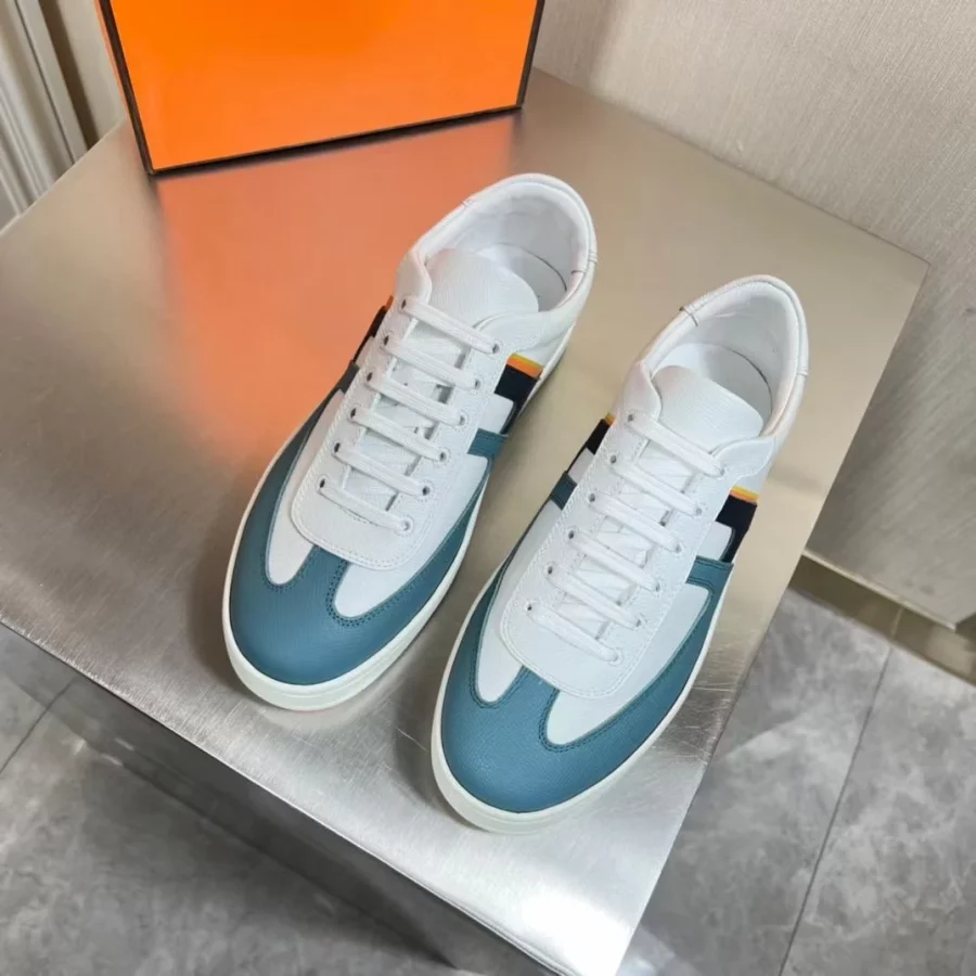 Hermes Boomerang Sneakers In Multicolore Blue Leather – HM054