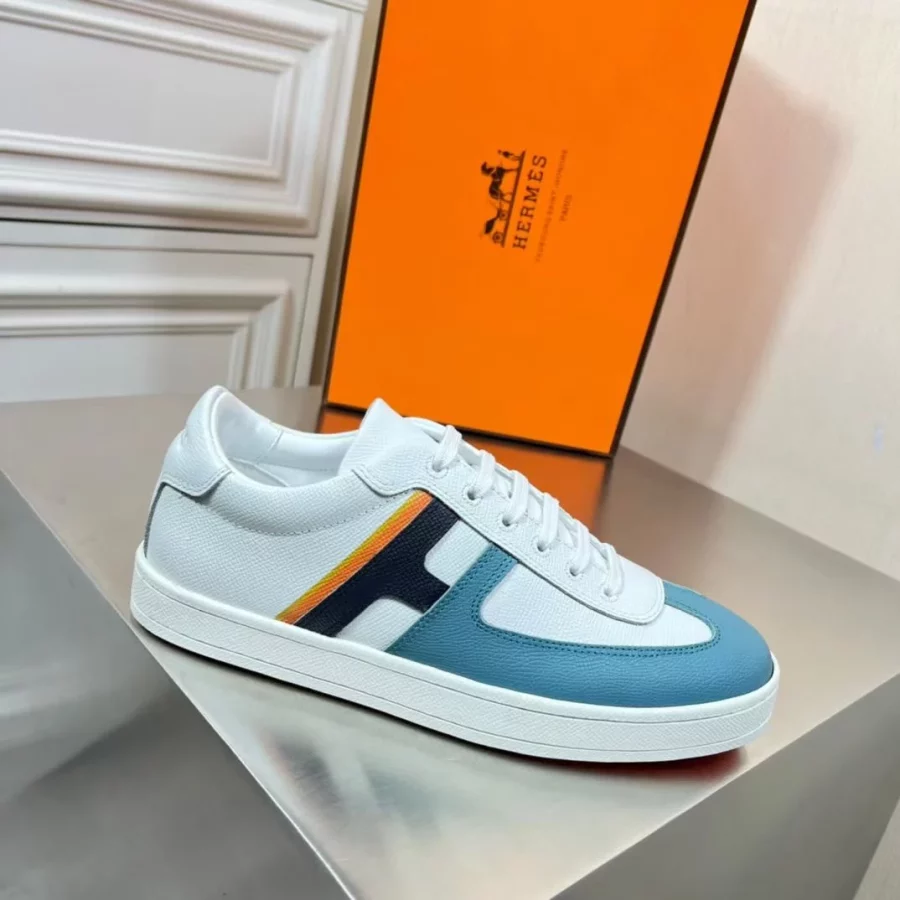 Hermes Boomerang Sneakers In Multicolore Blue Leather – HM054
