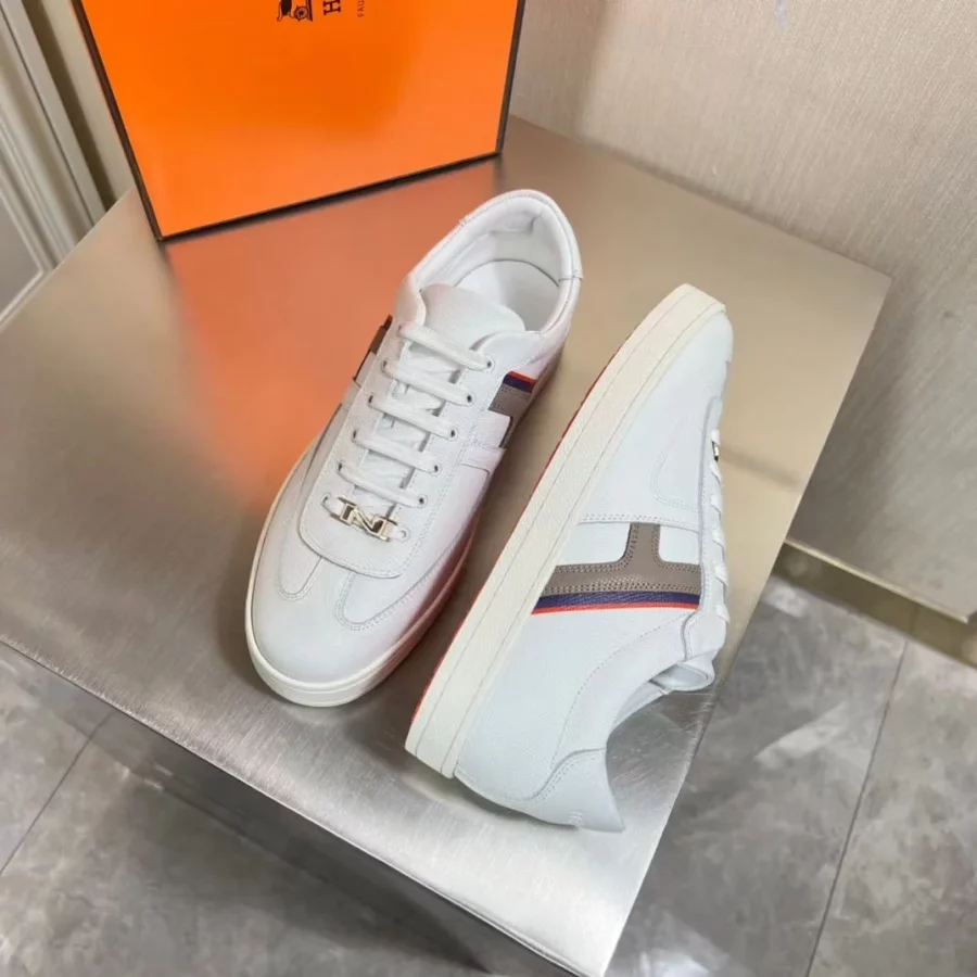 Hermes Boomerang Sneakers In Multicolore White Leather – HM032