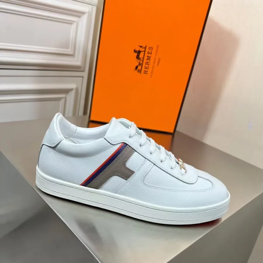 Hermes Boomerang Sneakers In Multicolore White Leather – HM032