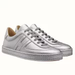 Hermes Boomerang Sneakers In Silver Epsom Leather – HM053