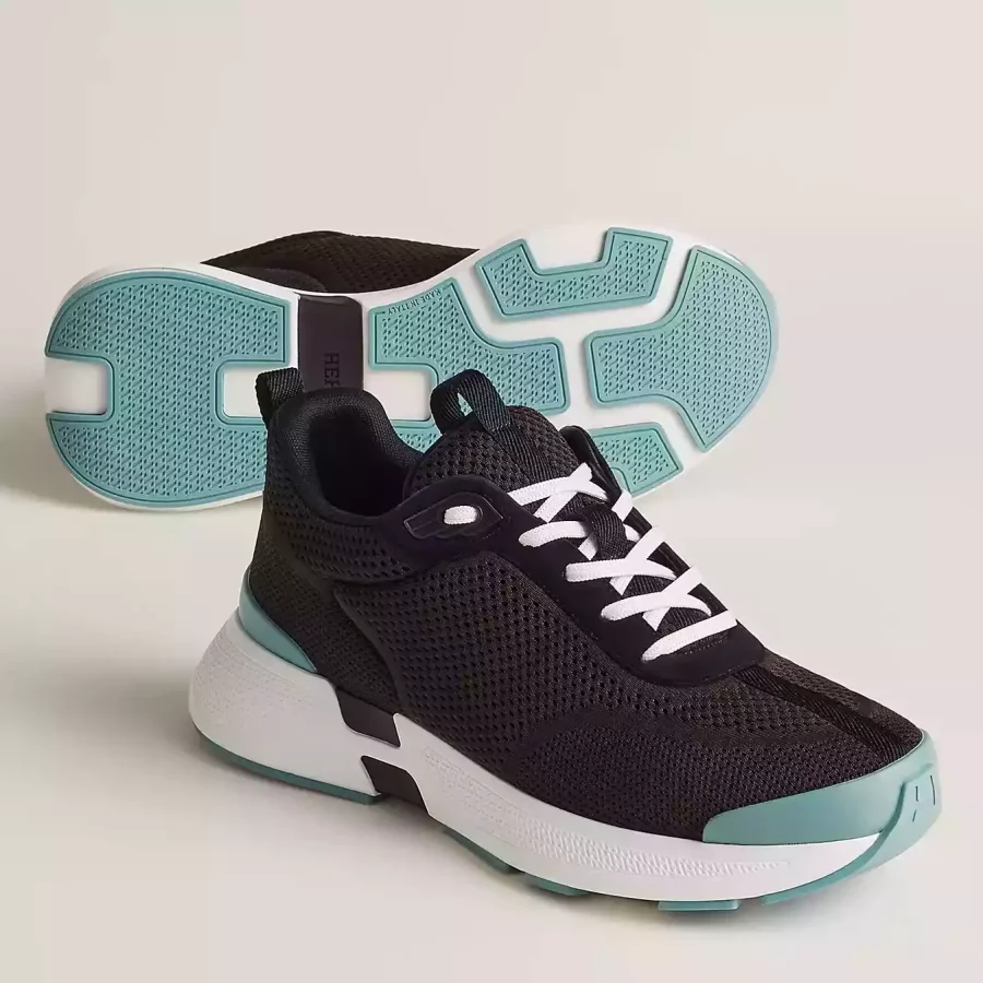 Hermes Heros Sneakers in Black Knit and Black Suede – HM001
