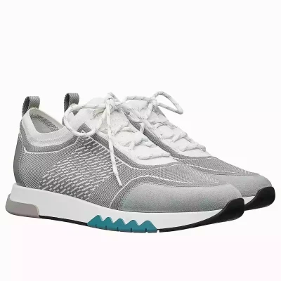 Hermes Men’s Addict Sneakers In Grey Knit – HM036