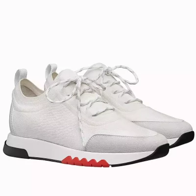 Hermes Men’s Addict Sneakers In White Knit – HM037
