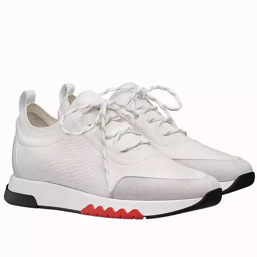 Hermes Men’s Addict Sneakers In White Knit – HM037