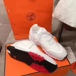 Hermes Men’s Addict Sneakers In White Knit – HM037