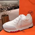 Hermes Men’s Addict Sneakers In White Knit – HM037