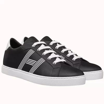 Hermes Men’s Avantage Sneakers In Black Calfskin – HM058