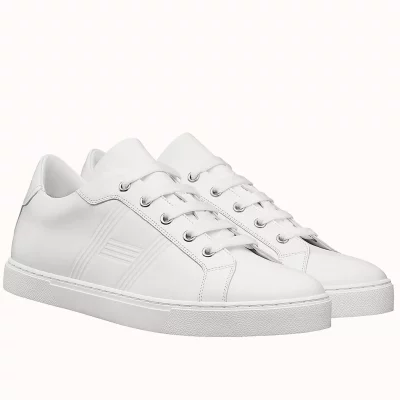 Hermes Men’s Avantage Sneakers In White Calfskin – HM062