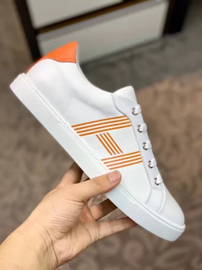 Hermes-Mens-Avantage-Sneakers-In-WhiteOrange-Calfskin-HM061-2-1.webp