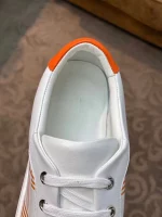 Hermes Men’s Avantage Sneakers In White/Orange Calfskin – HM061