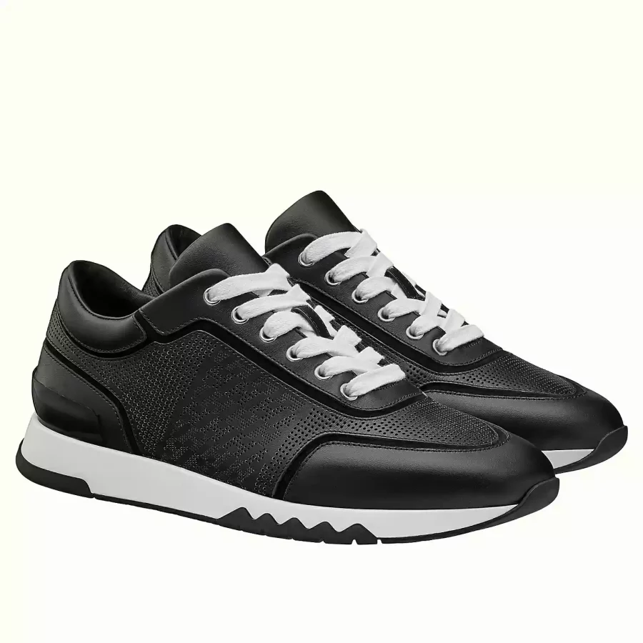 Hermes Men’s C-Addict Sneakers In Black Perforated calfskin – HM040