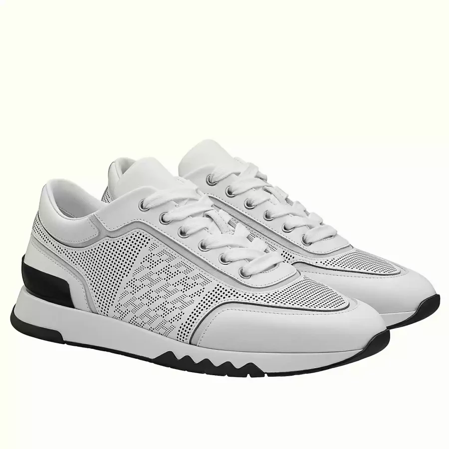 Hermes Men’s C-Addict Sneakers In White Perforated Calfskin – HM039