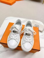 Hermes Men’s Day Sneakers in White Leather – HM024