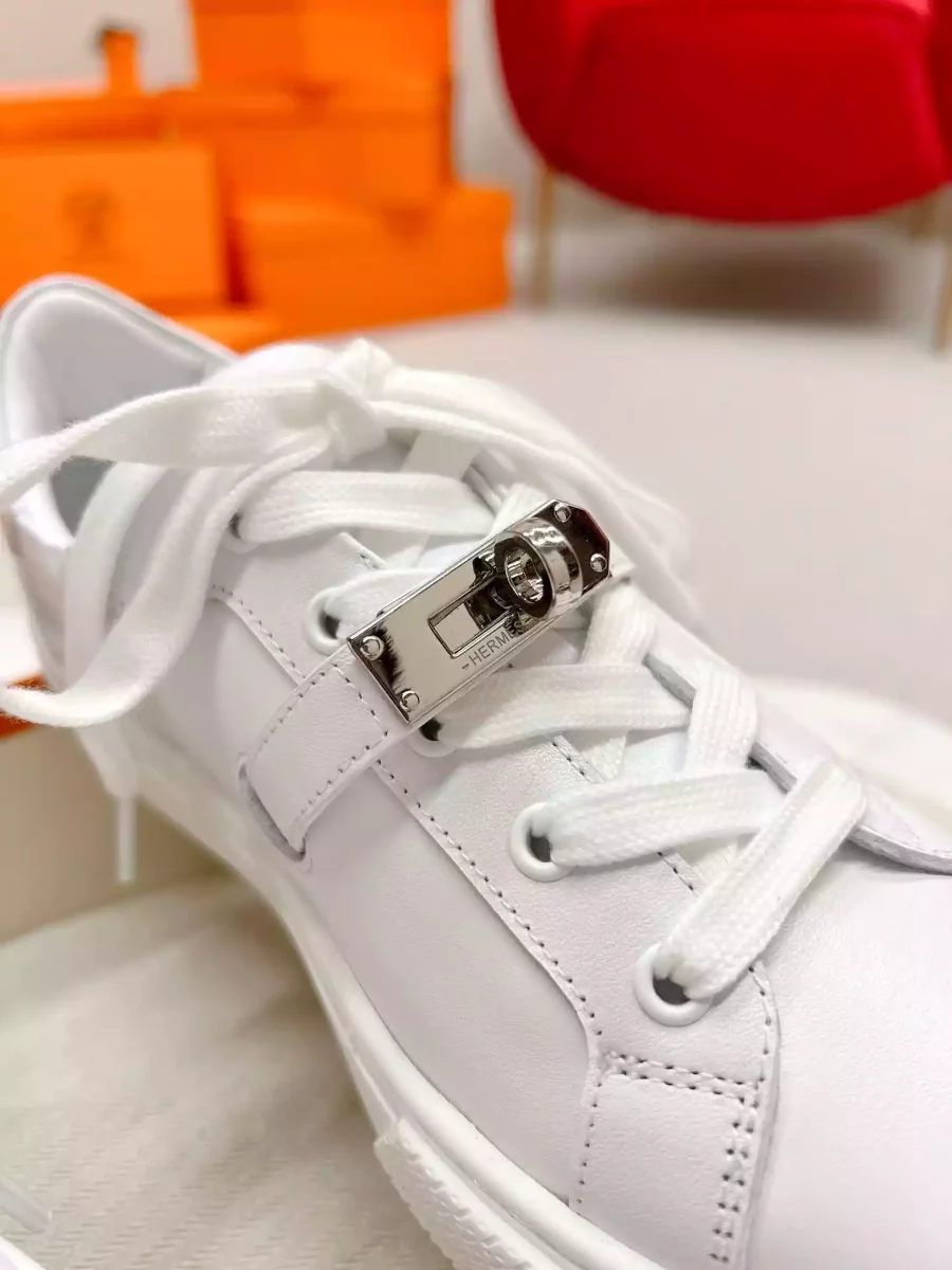 Hermes Men’s Day Sneakers in White Leather – HM024