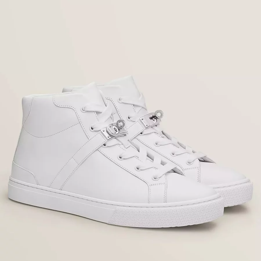 Hermes Men’s Daydream High-top Sneakers in White Leather – HM031